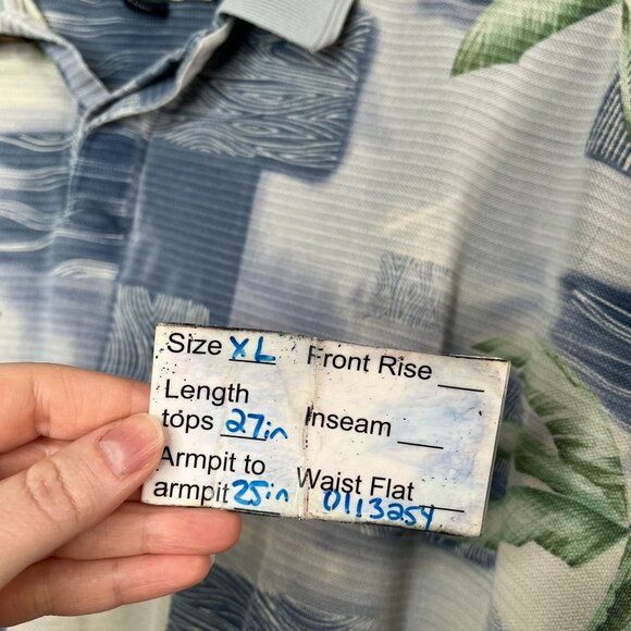 Tommy Bahama Vintage Mens Silk & Cotton Palm Tree Tropical Polo Shirt XL - Picture 10 of 11
